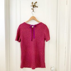 GAP Dark pink short sleeve crochet sweater